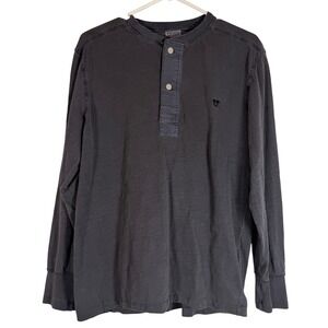 Catch Surf Mens Gray Long Sleeve Henley Shirt Cotton Palm Tree Logo Size M